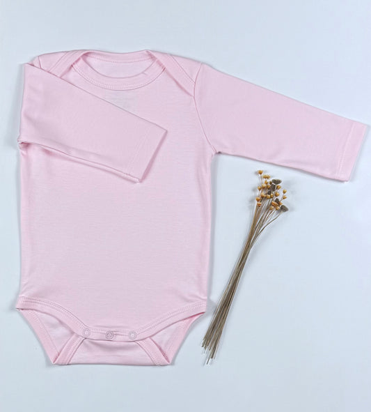 Body Bisou Manga Longa Rosa